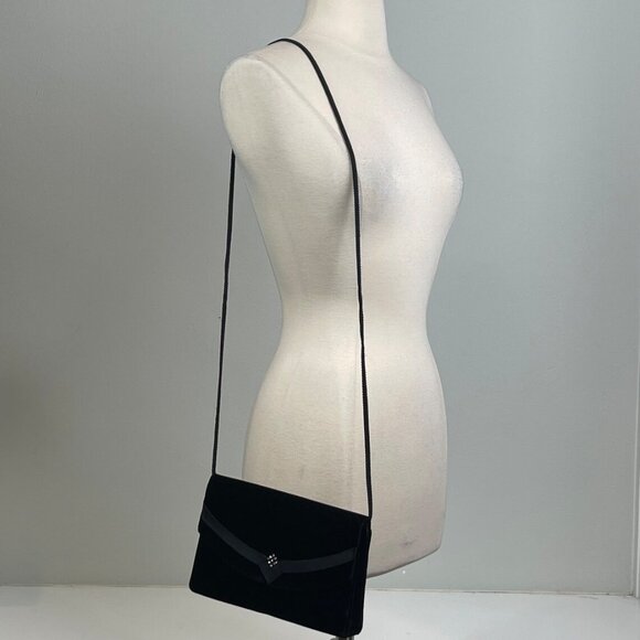 💮2/$100💮 Vintage Black Velvet Envelope Style Clutch / Evening Bag / Pur - Picture 3 of 6